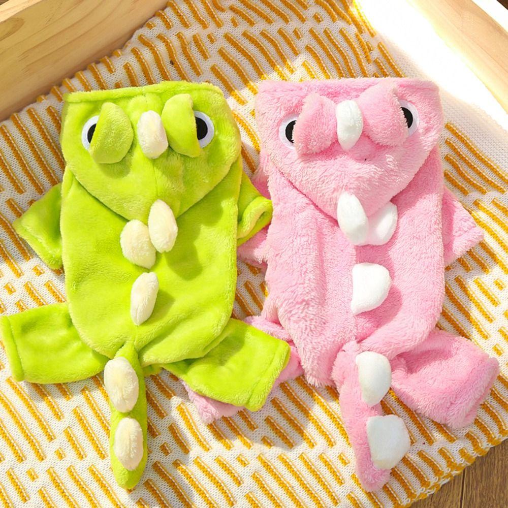Cartoon Dinosaur Puppy Cat Clothing Thickened Dog Pullover Hoodie Winter Pet Clothes  Small Dogs