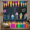 Colored Crayons and Art Patterns Print Drapes Room Darkening Window Curtains for Home Decor,Rod Pocket Blackout Curtains Bedroom