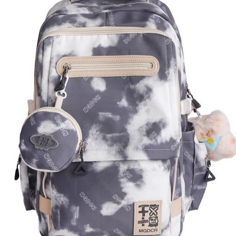 High Value, Fresh and Sweet Tie-dye Contrasting Backpack, Female Junior High School Student Large-capacity Backpack