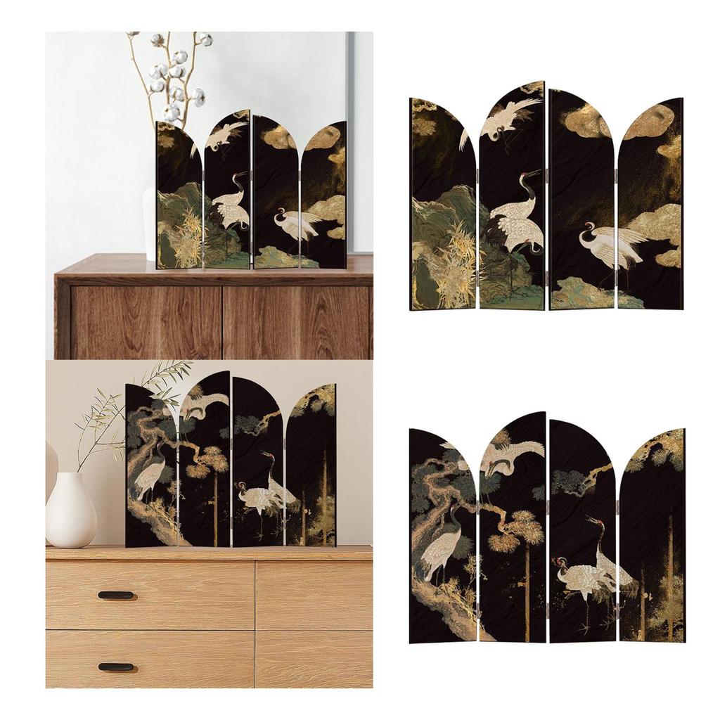 Chinese Design Screen Decoration Housewarming Gifts 4 Panel Divider for Shelf Fireplace Countertop Entrance Cabinet Bedroom