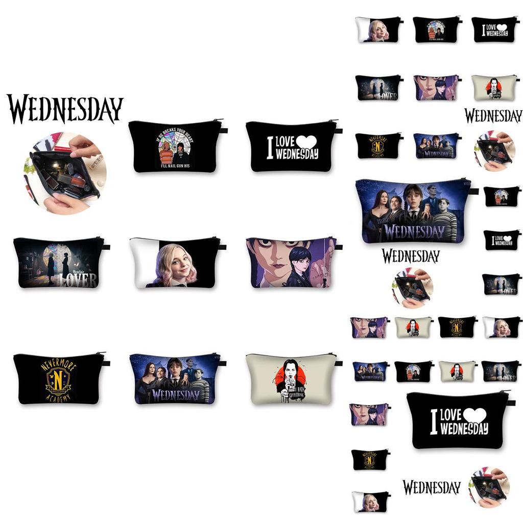 Wednesday The Adams Family Zipper Hand Bag Large Capacity Cosmetic Storage Bag
