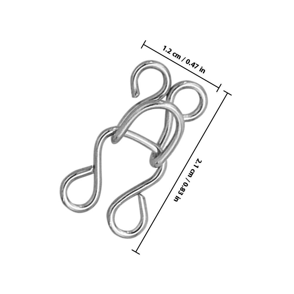 

100Pcs Metal Hook and Eye Closures Strong Rust-Resistant Sewing Fasteners for Bra Dress Skirt Clothing Repair Toggle Clasps Hook срібний
