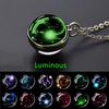 Glow-in-the-Dark Zodiac Pendant Necklace - Starry Sky Glass Ball with Luminous Constellation Design, Fashionable Zinc Alloy Jewelry for Men