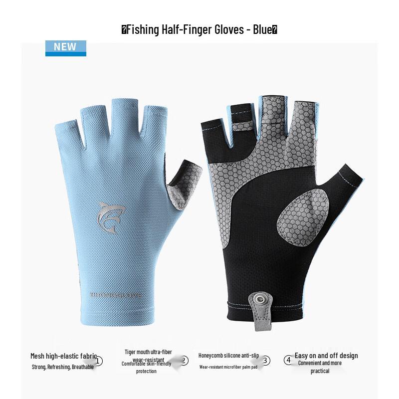 WEZHO Men s Ice Silk Breathable Half-Finger Fishing Gloves