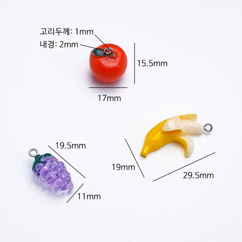 Acrylic Grape Apple Banana Fruit Keychain Accessory Supplies