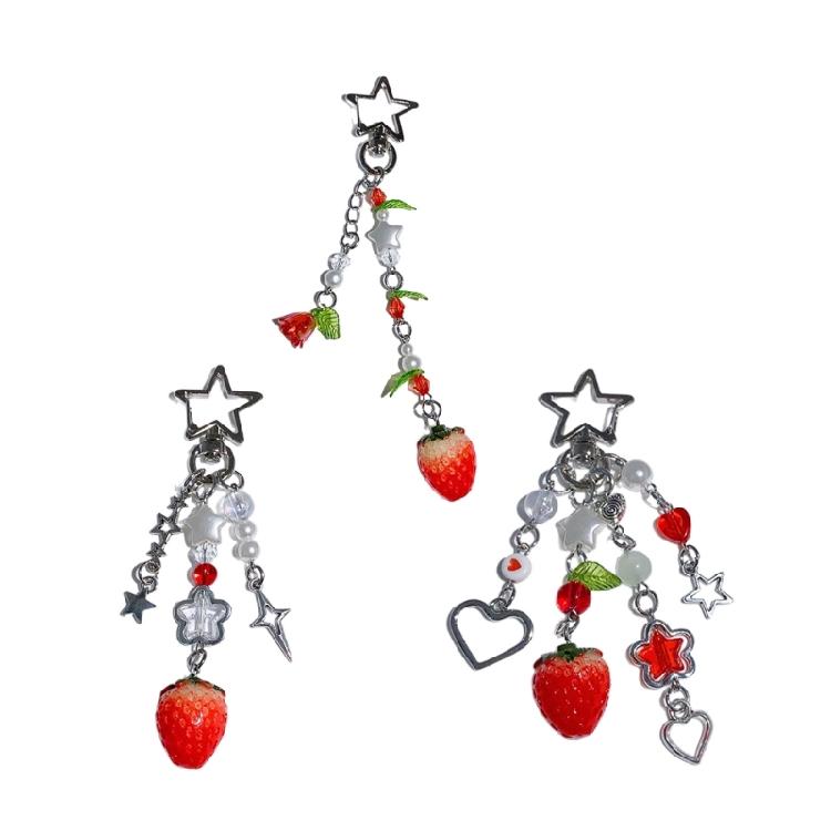 Lovely Strawberry Keychain Fruit Shapes Phone Chain Detachable Phone Lanyard