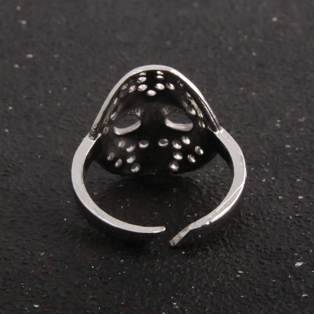 Nové módní Halloween hororové filmové prsteny Jason hokejová maska kovový nastavitelný prsten pro děti halloweenské šperky dárek