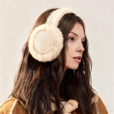 Yousheng Faux Fur Earmuffs with Elastic Headband Foldable Design Fluffy Warm Ear Warmers Plush Exterior Winter Accessory