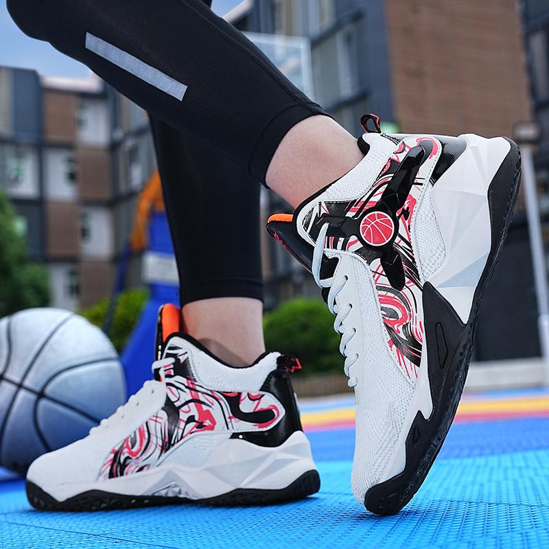 Breathable Mesh Basketball Sneakers Big Size 36-46 Basketball Shoes Shock-Absorbant High-top Sneakers Training Athletic Shoes
