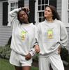 Women's Long Sleeve Versatile Letter Print Sweatshirt, Heavyweight Casual, Mid-High Neck, for Spring and Autumn