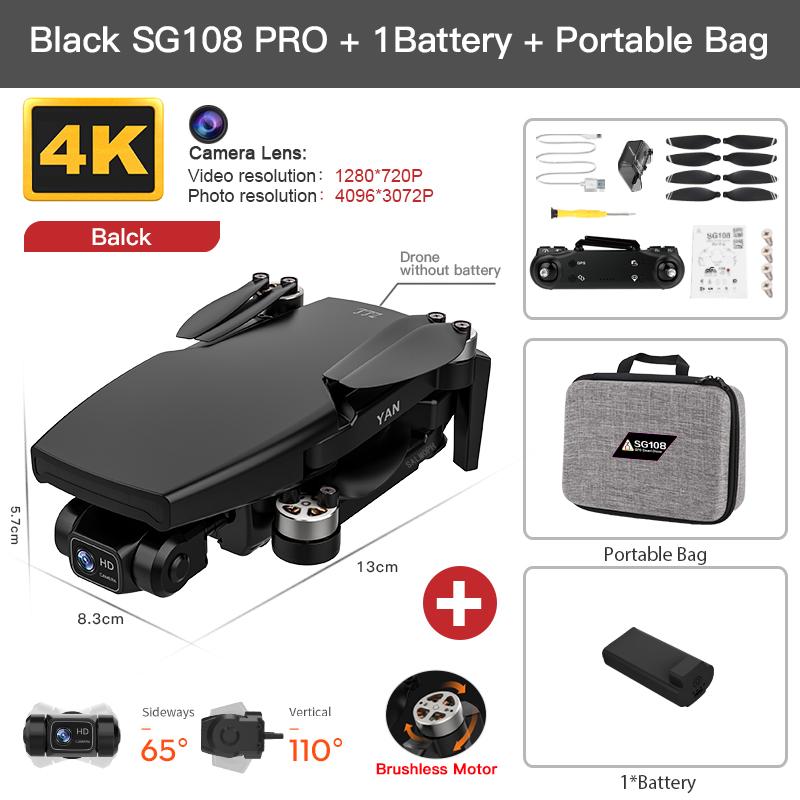 SG108 GPS Drone with 5G Wifi Quadcopter 2-Axis Gimbal 4K Dual HD Camera Brushless Optical Flow 360° Surround Shooting with Intelligent Tracking Drone