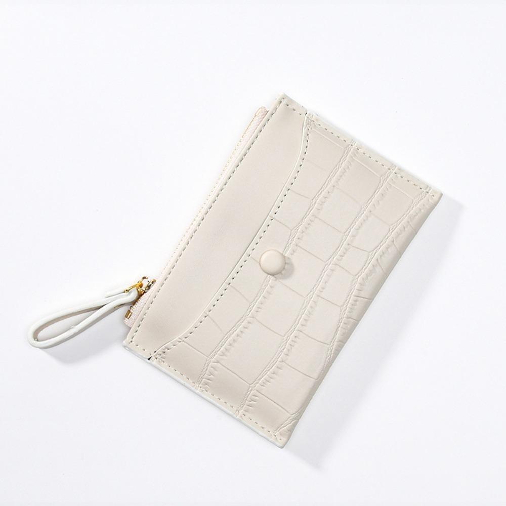 

New Slim Short Wallet Zipper PU Leather Card Holder Solid Color Money Bag Men
