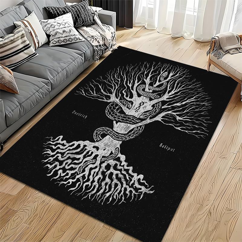 English Title Serpent and Tree Design Carpet Suitable for Use As an Anti-slip Game Mat for Living Room and Bedroom Sofas