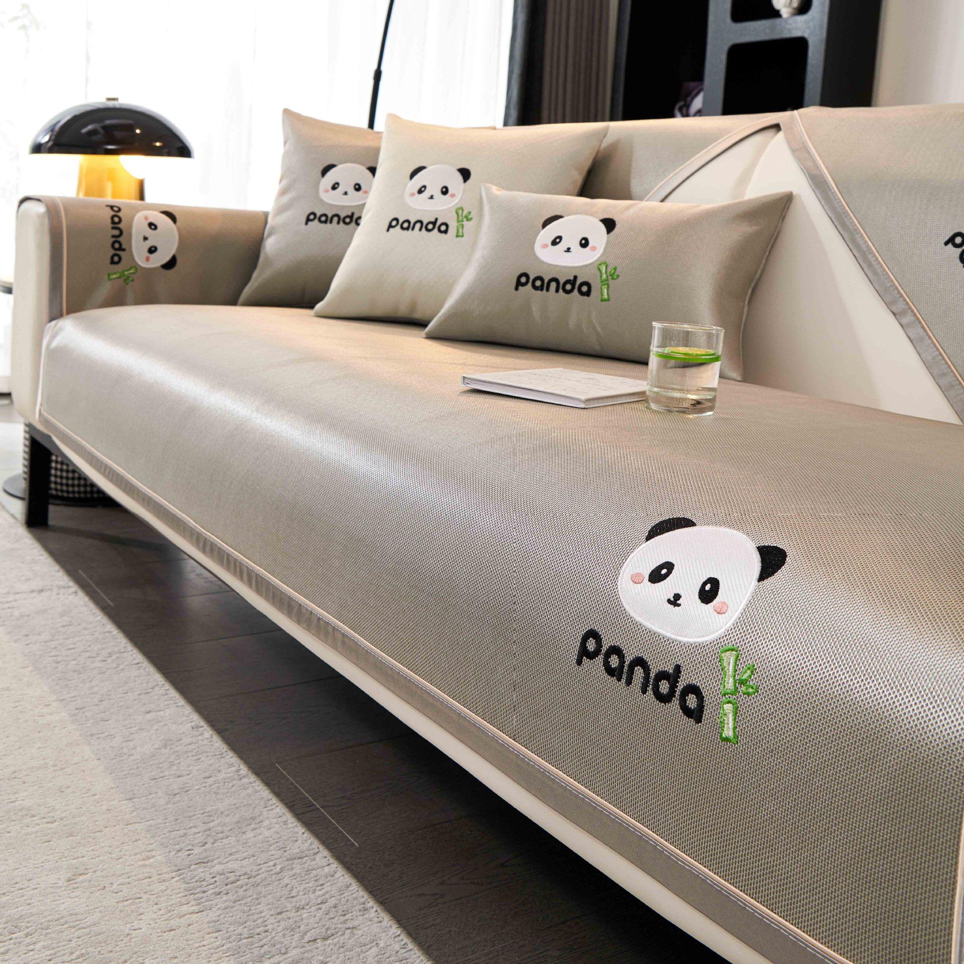 

Panda New Ice Silk Sofa Cushion Summer Cartoon Sofa Mat Cushion Non-Slip One-Piece Sofa Cushion 70*70cm серый