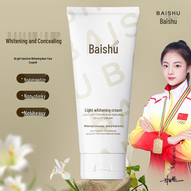 

Bai Shu Brightening Bare Skin Cream: Lightweight, Waterproof, Sweatproof, Whitening, Niacinamide, Refreshing, Translucent, Full Body Use. 100g белый