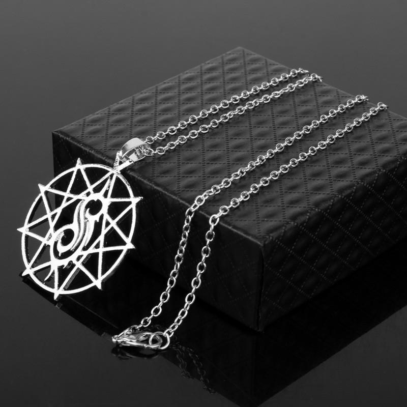 Slipknot Silver Band Geometric Alloy Necklace With Pendant For Gift Travel