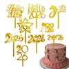 2026 Frohes Neues Jahr Party Kuchen Topper Dekoration Gold Acryl Dessert Flagge Kinder Neujahr Weihnachtsgeschenk Kuchen Topper Backzubehör