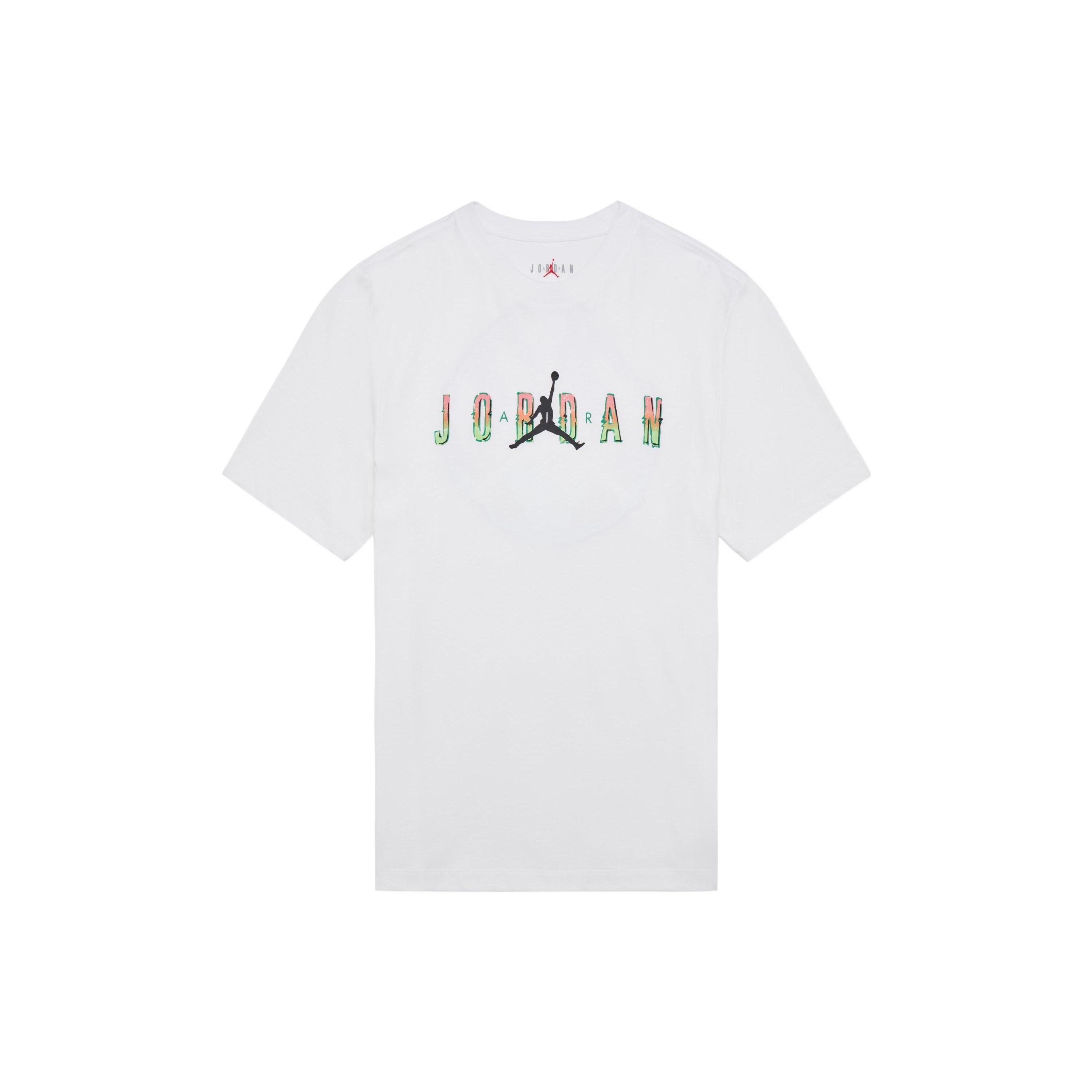 Air Jordan DNA Printing Alphabet Large Logo Short Sleeve White Men s DQ5884-100 S