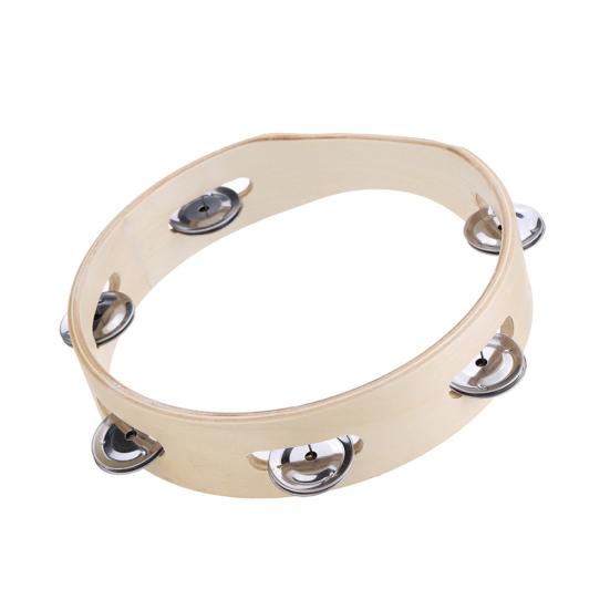 8inch Kids Wooden Headless Tambourine Bell Metal Single Row Musical Instrument
