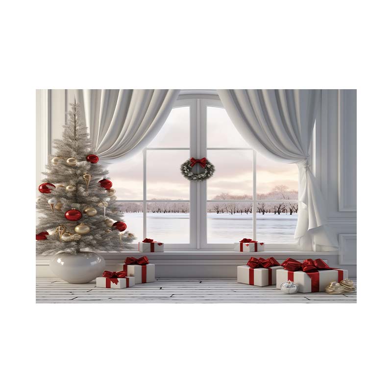 Indoor Window Sill Winter Snow Scene Children Shooting Background Cloth Background Wall Decoration Photo Cloth
