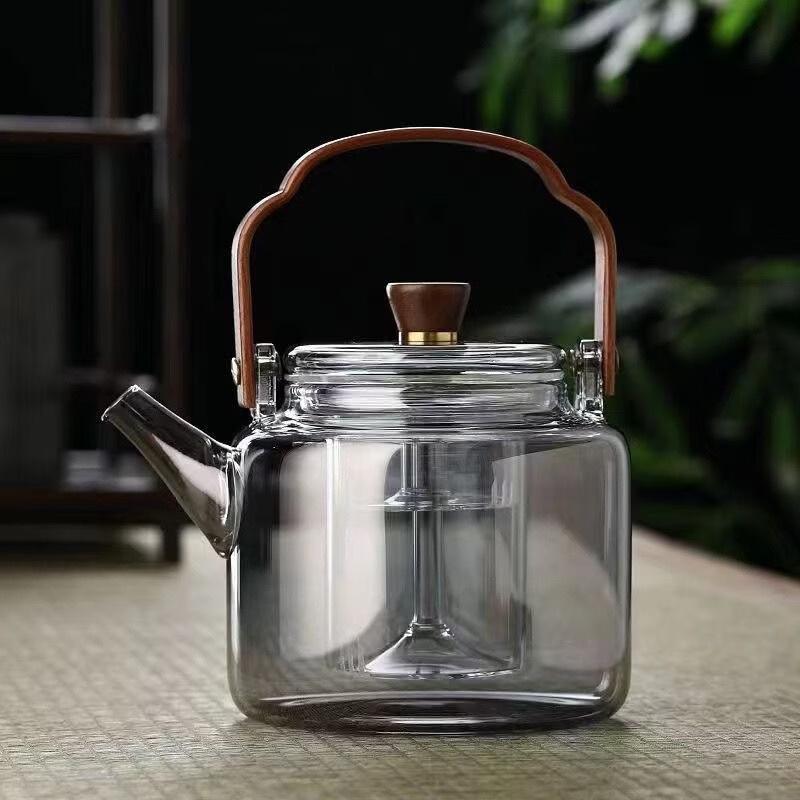 Yipan Borosilicate Glass Teapot with Walnut Handle