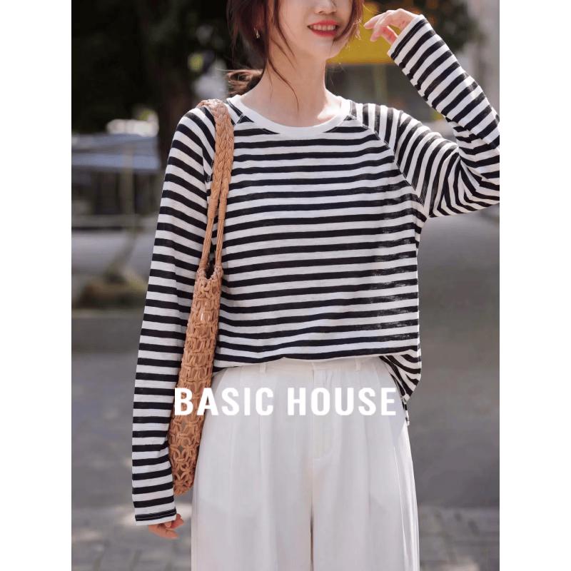 Basic House Women s Striped Long Sleeve T-shirt