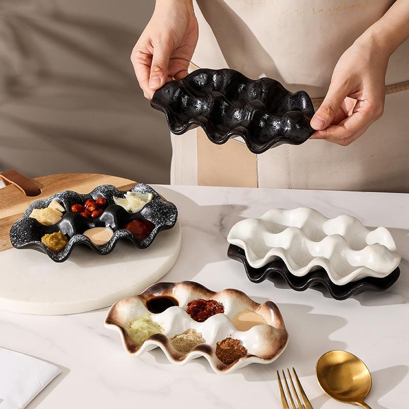 Retro Egg Sauce Ceramic Tray, Dried Fruit Snack Tray, Fruit Platter, Pre-Meal Snack Tray