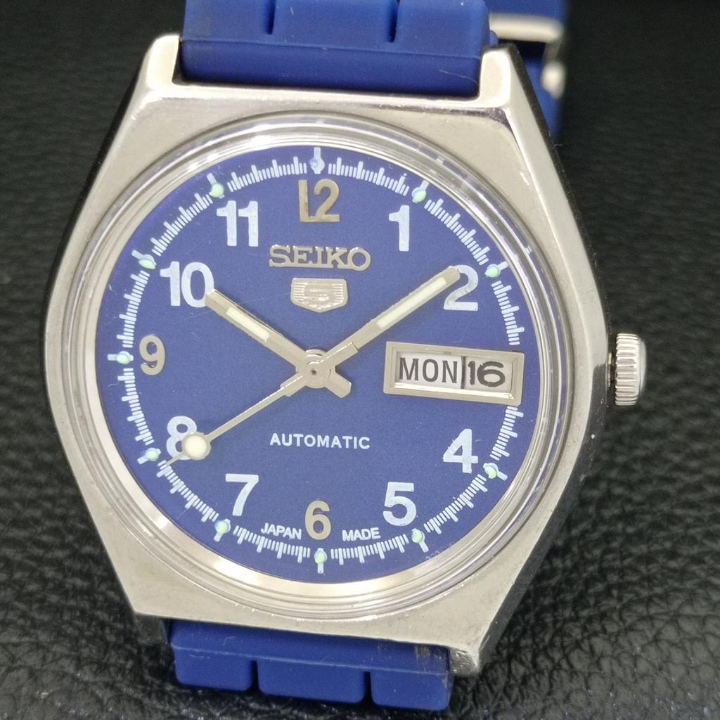 JAPAN VINTAGE SEIKO 5 AUTOMATIC 6309A MENS BLUE COLOR DIAL WATCH A500815-5 R154-a500815