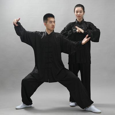 Traditioneller chinesischer Tai Chi Anzug Kung Fu 2 Teile/satz Unisex Knopfleiste Hemd Lose Einfarbig Tragen Männer Kleidung