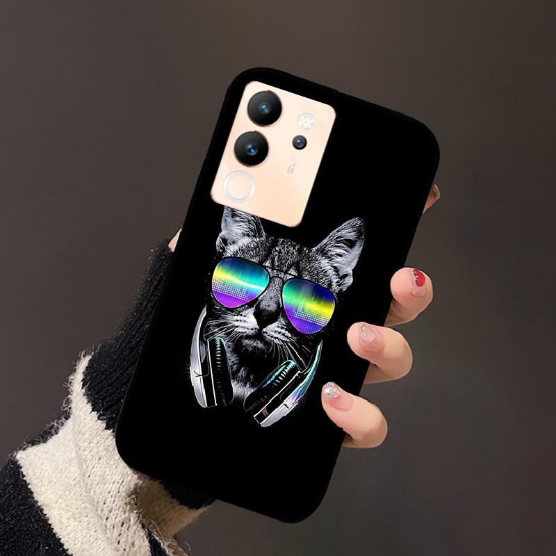 For Vivo V30 Lite 5G Case Fashion Cat Astronaut Flower Phone Bag For Vivo V30Lite 5G Luxury Protector Fundas Black Coque