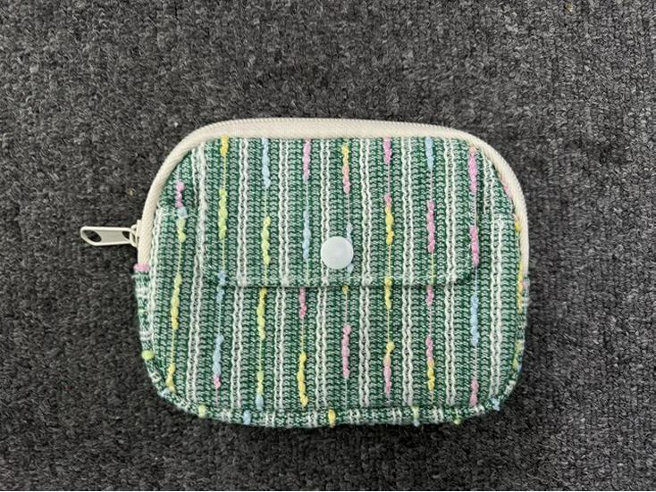 Striped Polka Dot Quilted Cotton Mini Coin and Makeup Purse