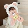 Children's winter hat, scarf, integrated men's and women's fluffy hats, windproof and cold-proof ear protection masks, removable three-piece set