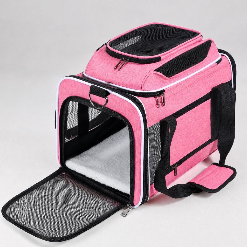 Oxford Cloth Pet Carrier with Mesh Panels Breathable Shoulder
