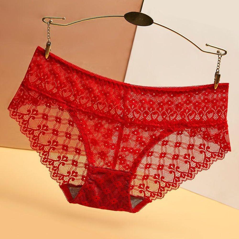 1PCS Summer Women's Underwear Female Sexy Flower Briefs Mid-Rise Seamless Underpants Pretty Lace Panties