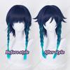 Game Venti Cosplay Wig 42cm Long Blue Gradient Braids Heat Resistant Synthetic Hair