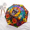 Day of the Dead Stained Window DecalUmbrella, Portable 3-Fold Compact Umbrella for Men & Women Gift