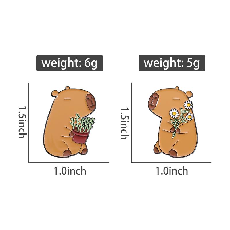 Cute Capybara Enamel Pins CustomAnimal Couple Dating Brooches Lapel Badges Cartoon Animal Jewelry Gift for Friends