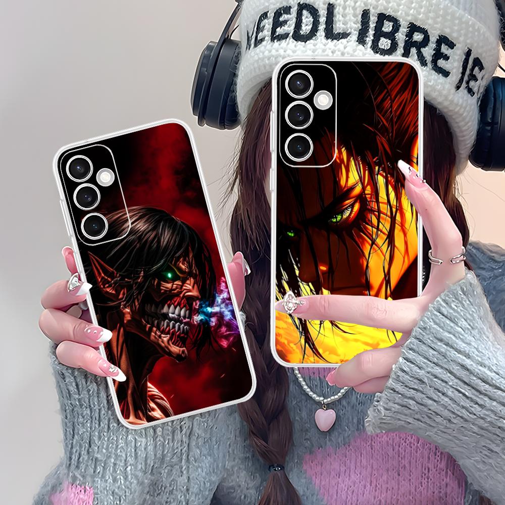 AOT Eren Yeager Clear Mobile Phone Case for Samsung Galaxy S25 S24 S23 S22 S21Plus FE Ultra Colorful Cover