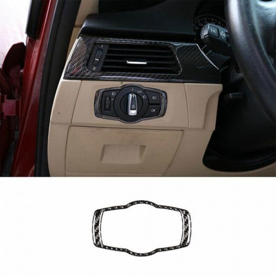 For BMW 3-Series 2005-2011 2012 Real Carbon Fiber Headlight Button Frame Trim