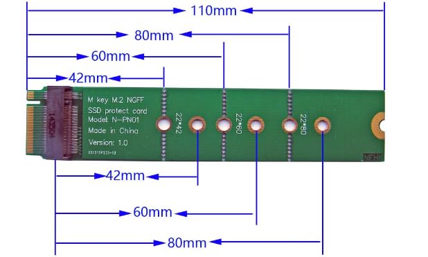 NVMe NGFF SSD Length Extension Adapter with Protection Card M.2