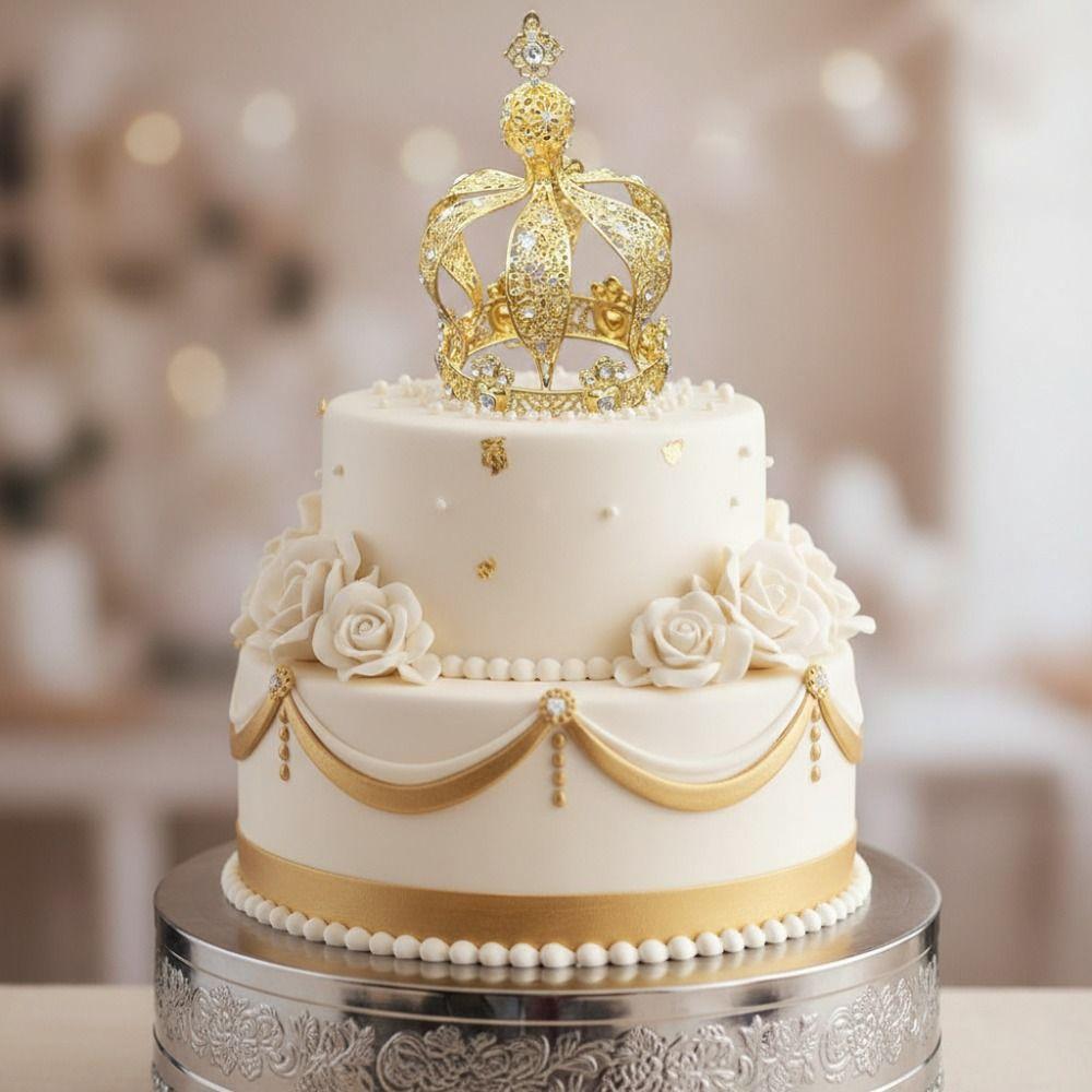 1/2Pcs Baroque Rhinestone Crown Creative Bridal Headband Crown Cake Topper  Birthday Gift