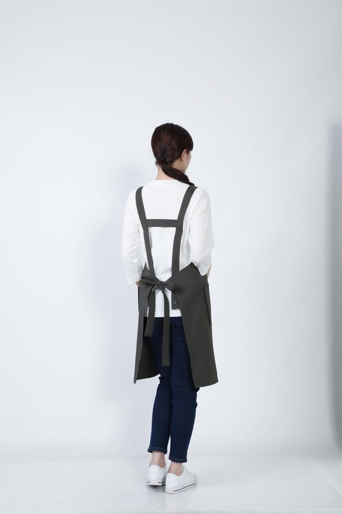 Bib Apron Bib Apron GT7013 Unisex Stretch Restaurant Uniform Khaki 3L [Seven Uniform] H-Shaped Water-Repellent Oil-Repellent Quick-Drying