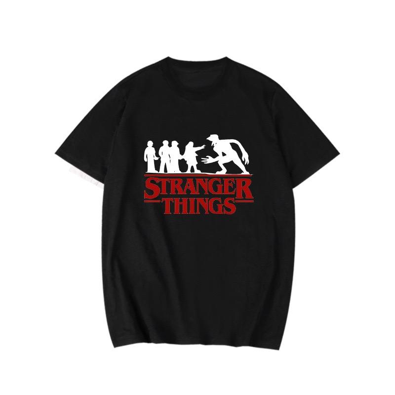 חולצת טריקו Stranger Things, עיצוב קלאסי של אופניים ודמוגורגון, מושלמת למעריצי הסדרה, נוחה