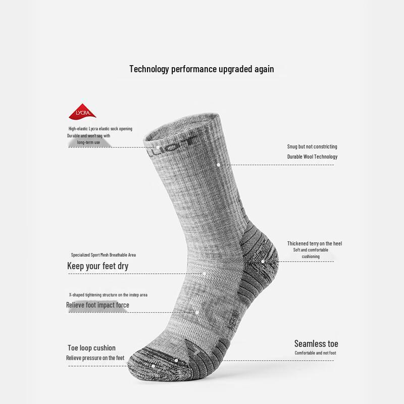 Pelliot Unisex Wool Blend Hiking Socks
