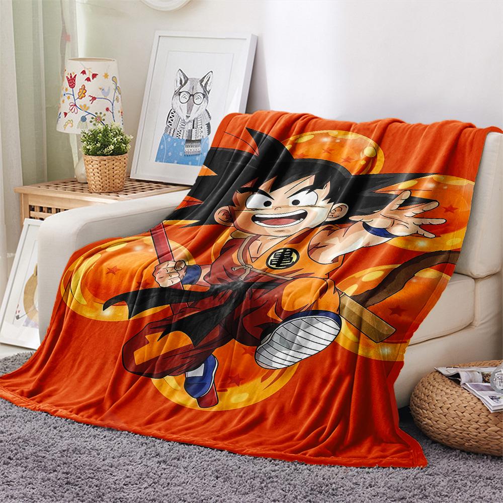 1PC Son Goku Patterned Flannel Blanket Suitable For All Seasons For Home Decor Warmth And Comfort Gifts Holiday Present