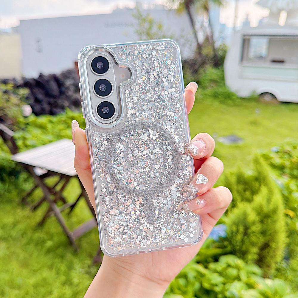 KEYSION Luxuxy Glitter Magnetic Phone Case for MagSafe for Samsung Galaxy S23 S24 S25 S26 Ultra 5G S26+ S25 Plus TPU+PC Shockproof Cover