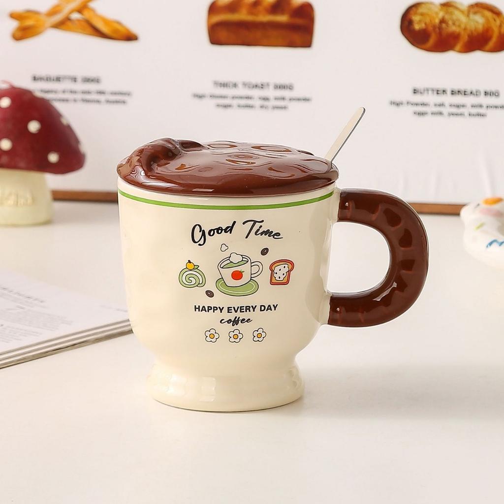 Ceramic Mugs Household Cups  Couple Breakfast Cups  Cartoon Children's Women's Tall Glasses  Water Cups  Souvenirs