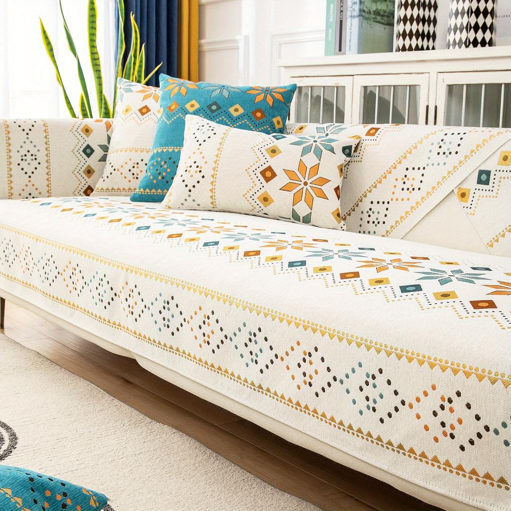 Chenille Sofa Cover Pet-Friendly Non-Slip Durable Bohemian Chenille Sofa Cover Machine Washable Fits All Sofa Sizes Home Decor
