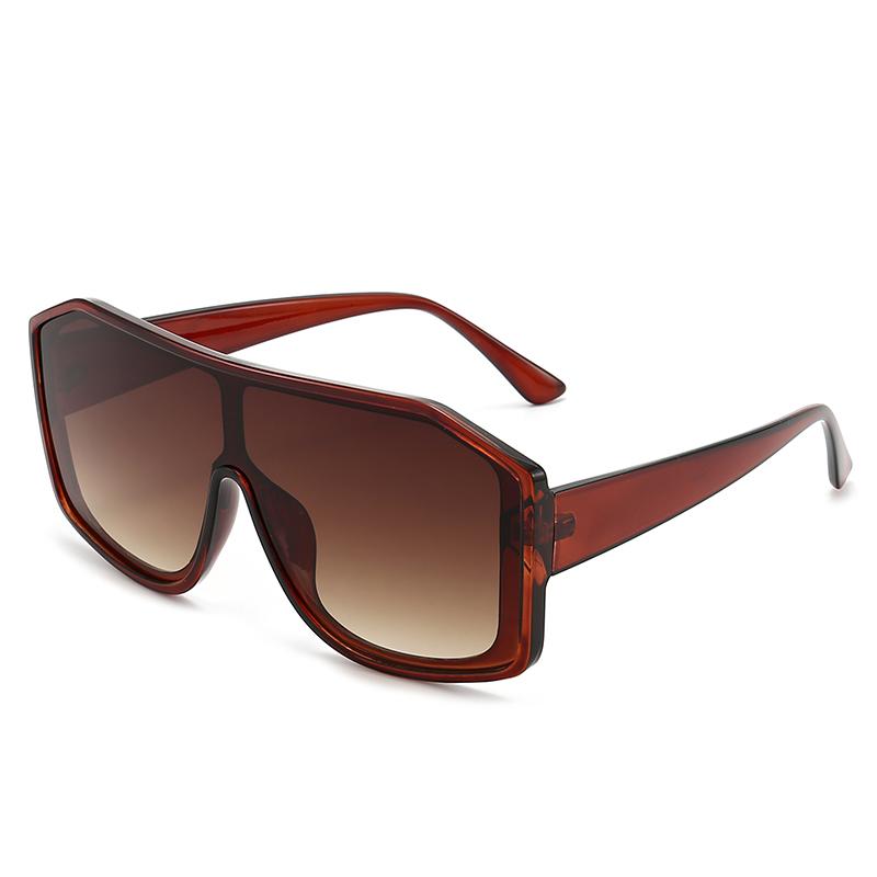 

New Style Large-frame One-piece Sunglasses For Fashionable Street Photography Trendy Sunglasses With an Instagram Vibe For Women коричневый