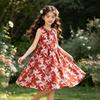 Girls' Summer Floral Print A-line Dress